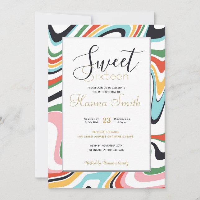 Carte Motif rétro Abstrait à balayage coloré (Devant)