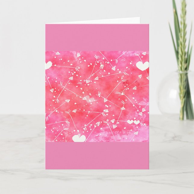 Carte Motif romantique à cœurs et flèches à l'aquarelle  (Créateur téléchargé)