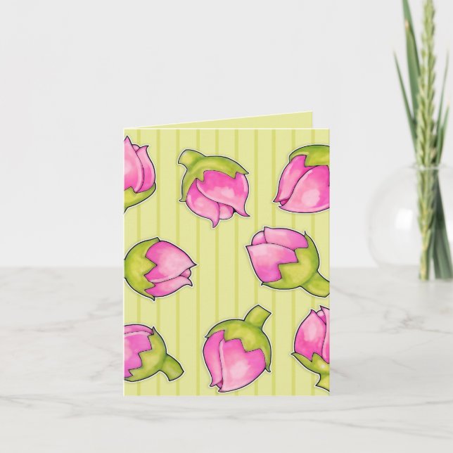 Carte motif Rosebud Joy verte (Devant)