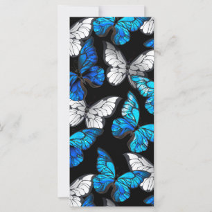 Carte Motif sans couleur foncée avec papillons bleus Mor