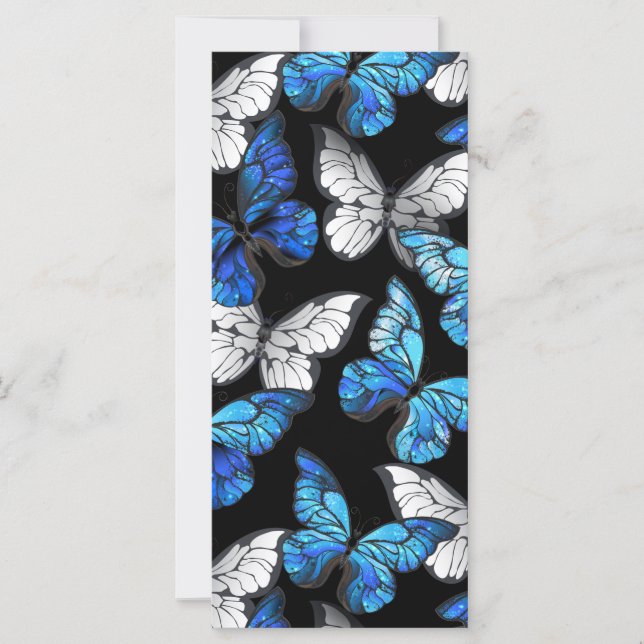 Carte Motif sans couleur foncée avec papillons bleus Mor (Devant)