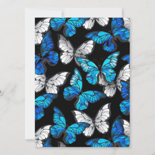 Carte Motif sans couleur foncée avec papillons bleus Mor