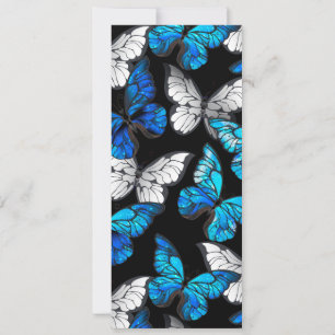 Carte Motif sans couleur foncée avec papillons bleus Mor