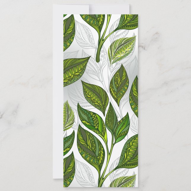 Carte Motif sans couture avec Feuilles de thé vert (Devant)