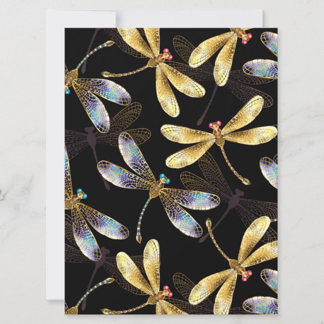 Carte Motif sans couture avec libellules d'or (Devant)