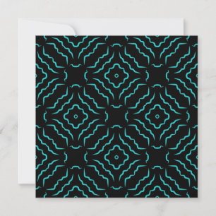 Carte Motif sans couture en turquoise vif sur fond noir
