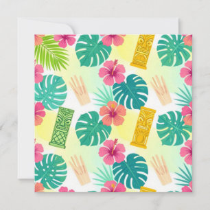 Carte Motif Tiki Hawaïen Tropical pour Mariage Fêtes