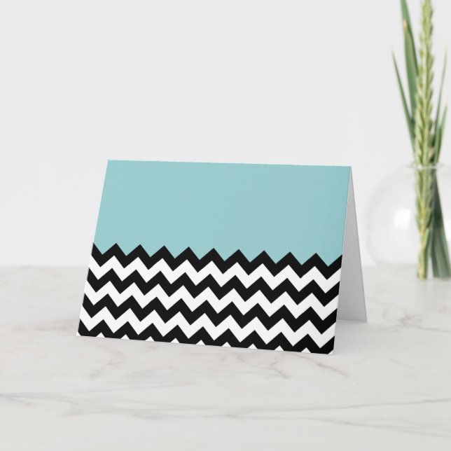 Carte Motif Zigzag noir et blanc, Chevron, Bleu (Devant)
