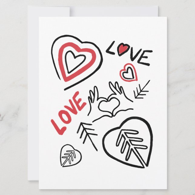 Carte motifs cœurs façon tags card (Front)