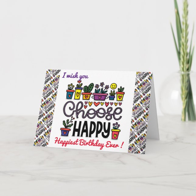 Carte Motivation Anniversaire la plus heureuse (Devant)