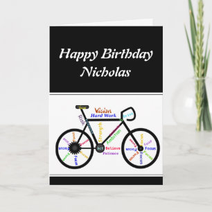 Carte Motivational Bike Bicyclette Anniversaire Nom pers