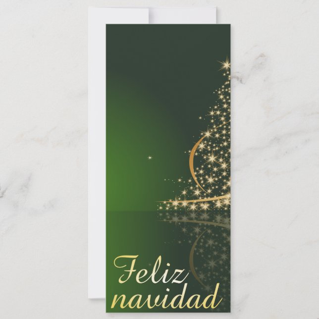 Carte Motivo navideño verde con arbol de navidad. (Devant)