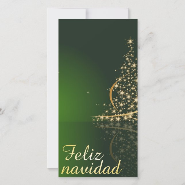 Carte Motivo navideño verde con arbol de navidad. (Devant)