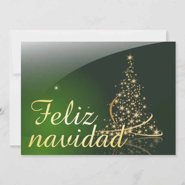 Carte Motivo navideño verde con arbol de navidad. V2,0 (Devant)