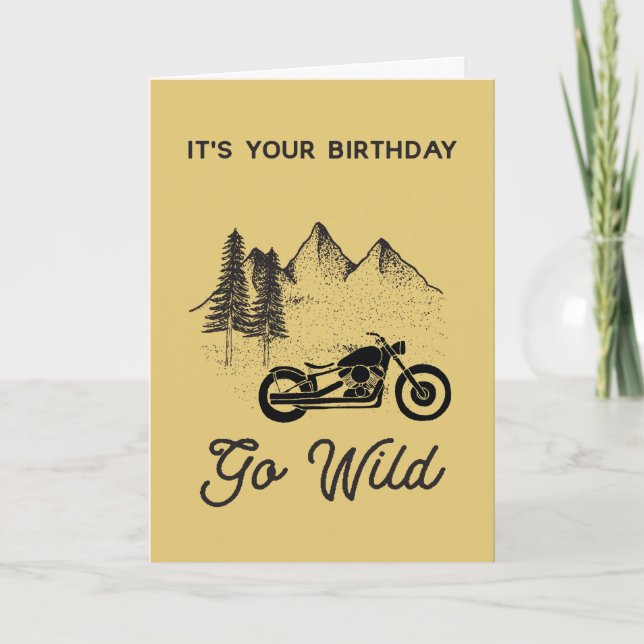 Carte Moto Anniversaire Go Wild Visage vintage (Devant)
