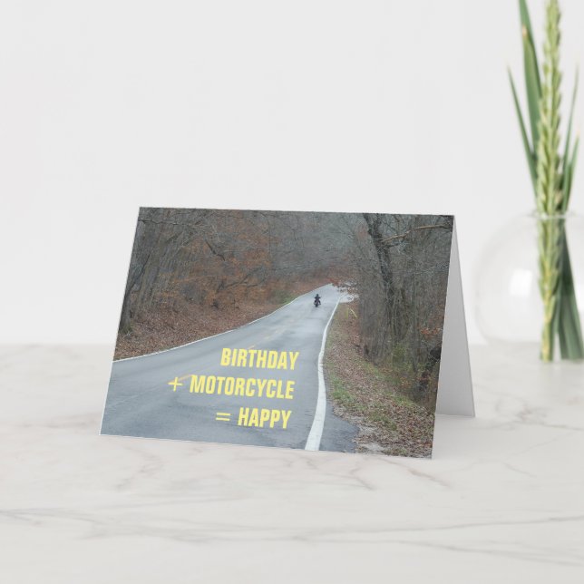 Carte Moto Birthday Card motocyclette pilote sur route (Devant)