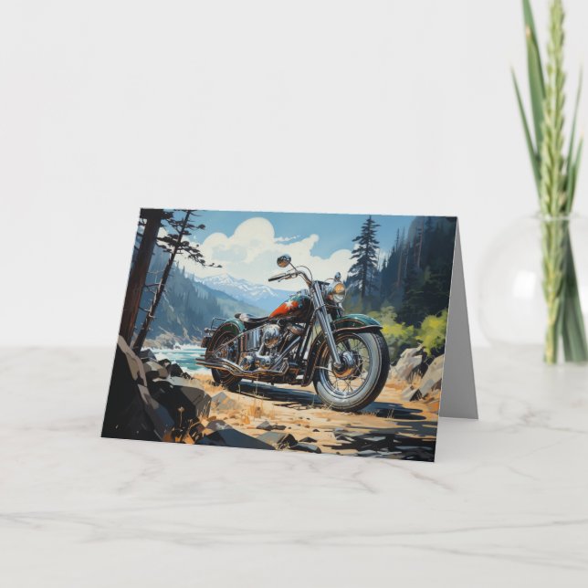 Carte moto Bobber - Arrière - plan de rivière (Devant)