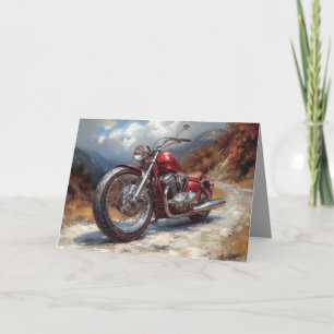 Carte moto Bobber rouge - Arrière - plan de montag