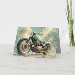 Carte moto Bobber verte - Arrière - plan de plage