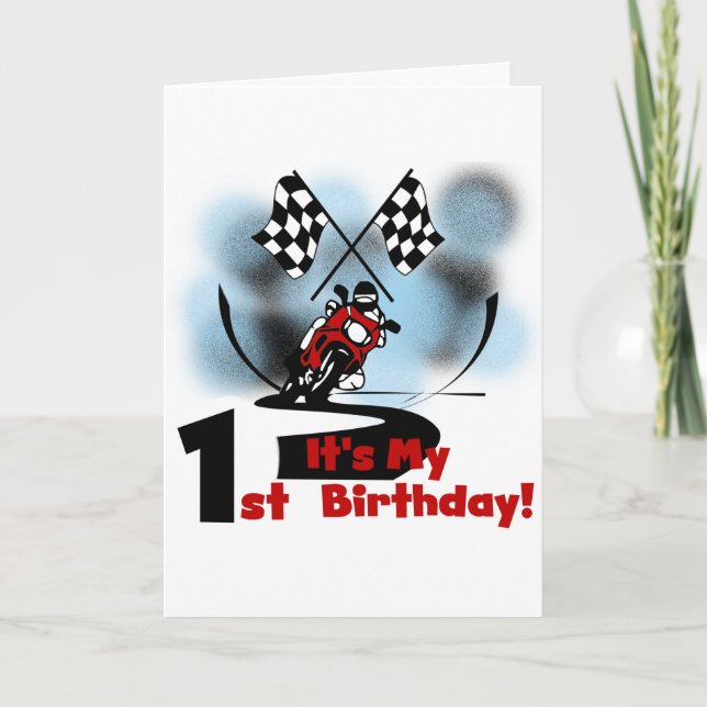 Carte Moto Racing 1er Anniversaire Tshirts et cadeaux (Devant)