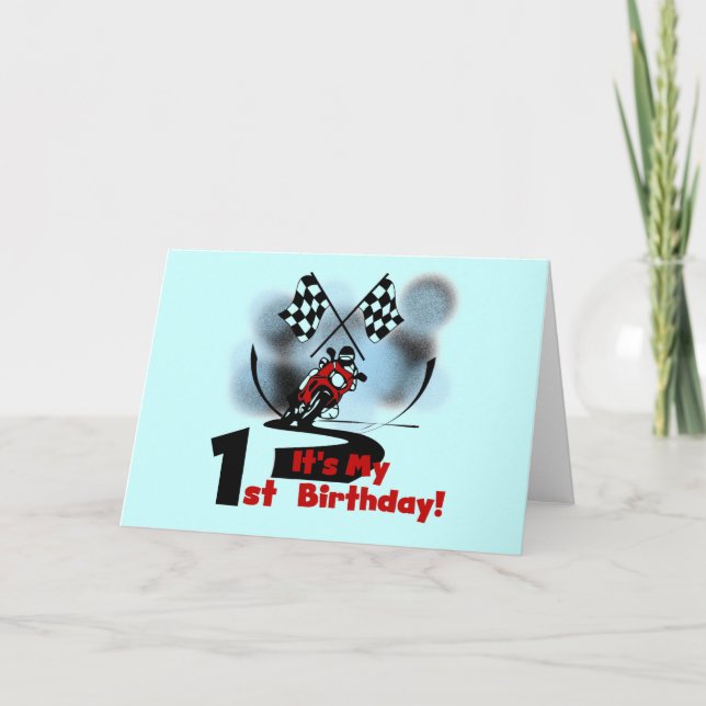 Carte Moto Racing 1er Anniversaire Tshirts et cadeaux (Devant)
