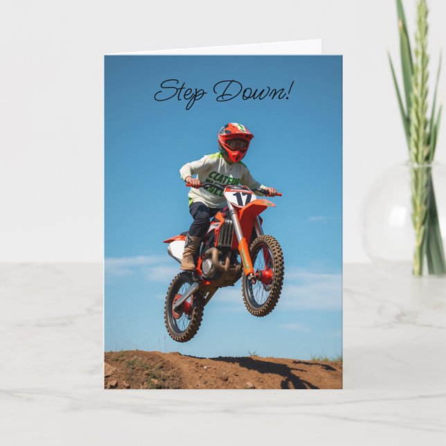Carte Motocross Descendre et célébrer votre anniversaire (Devant)