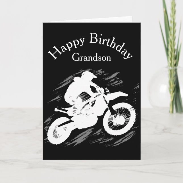 Carte Motocross Grandson Anniversaire Sport Motorcycle C (Devant)