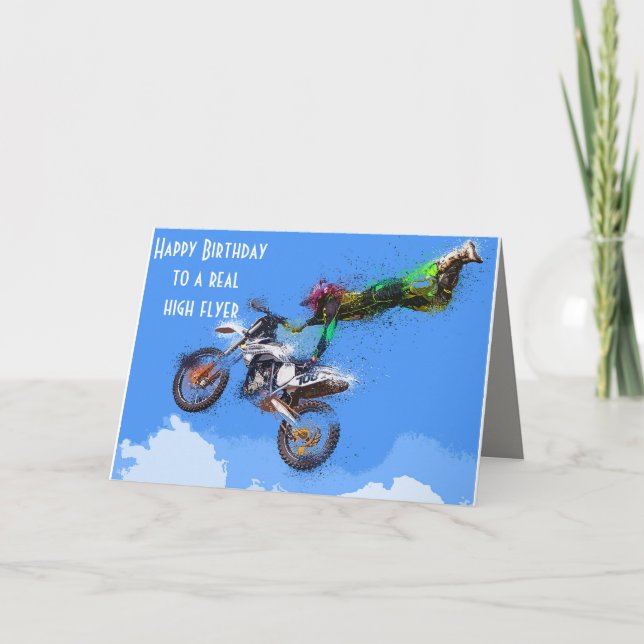 Carte Motocross Motorcycle Course Anniversaire (Devant)