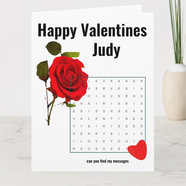 Carte Mots cachés de la Saint-Valentin (Devant)