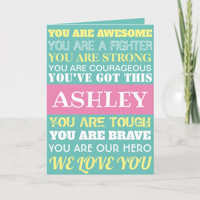 Carte Mots D'Encouragement Se Bien Bientôt Turquoise Mul (Devant)