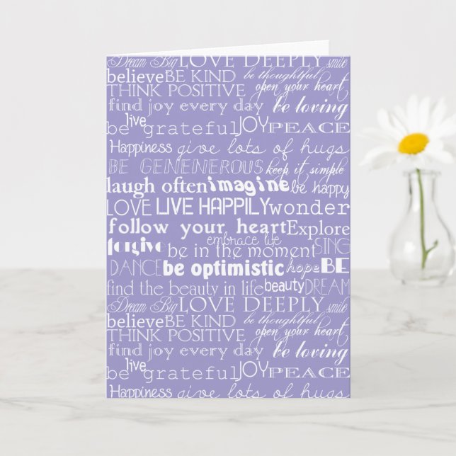 Carte Mots d'inspiration violets blancs Noël (Petite plante)