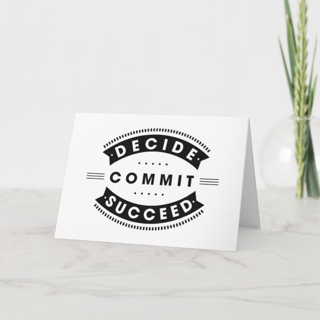 Carte Mots Inspirationnels Décider Commit Succès (Devant)