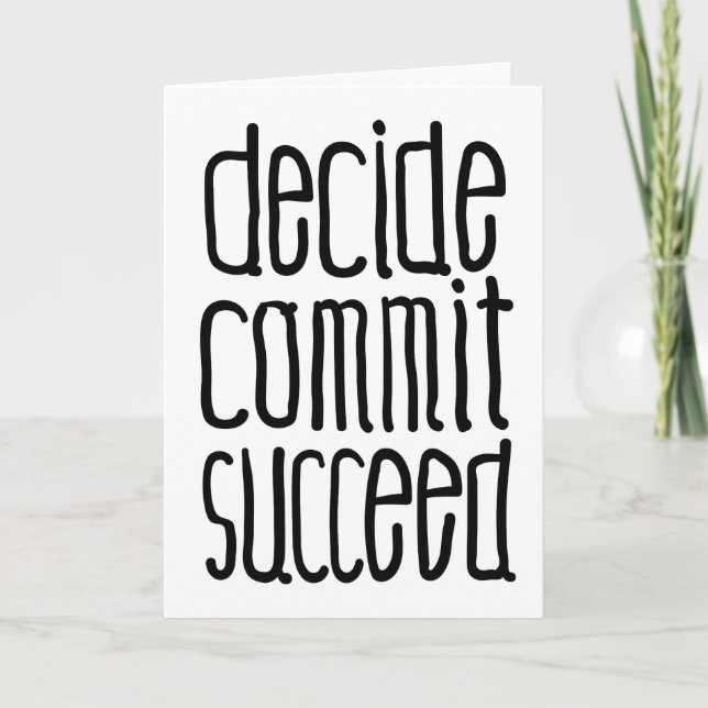 Carte Mots Motivationnels Décider Commit Succès (Devant)
