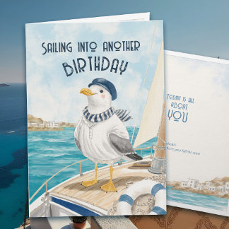 Carte Mouette de naissance nautique Capot de voilier de