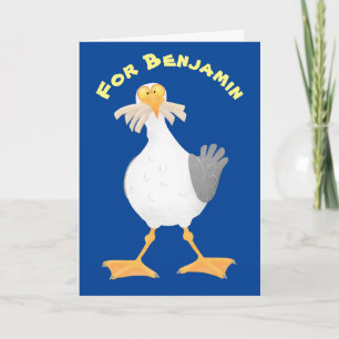 Carte Mouette drôle avec des frites