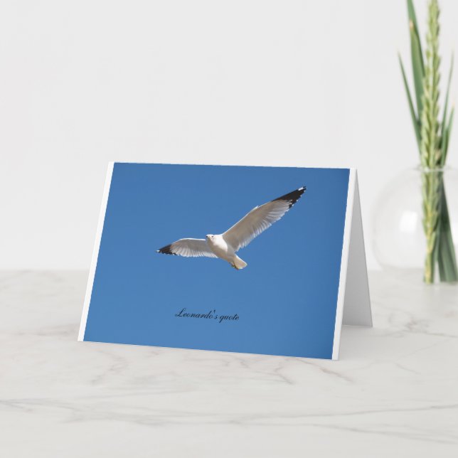 Carte Mouette en vol avec la citation de Léonard à l'int (Devant)