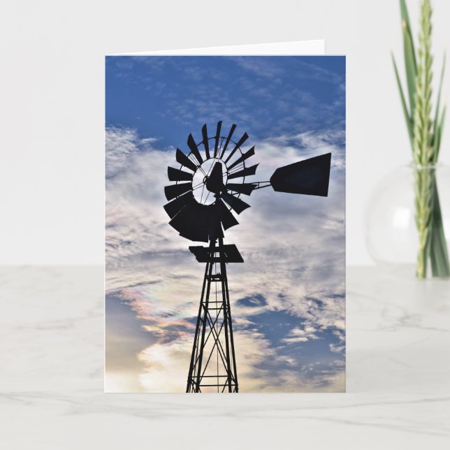 Carte Moulin à vent opale de ciel - 5 x 7 carte, (Devant)
