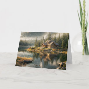 Carte Mountain Lake Cabine Pour Anniversaire