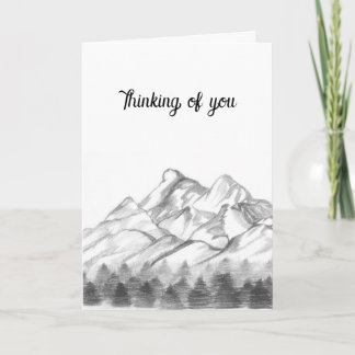 Carte Mountains Sketched in Pencil on Note Card