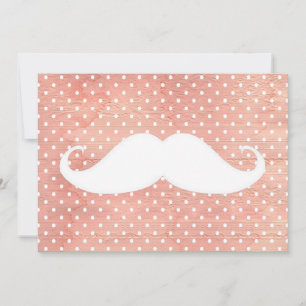 Carte Moustache blanche amusante sur Motif Pois rose