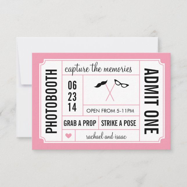 Carte Moustache et verres Props Photo-ooooth Billet (Devant)