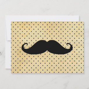 Carte Moustache Noire Drôle Sur Pois Jaunes Vintages