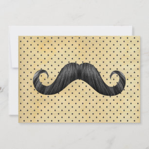 Carte Moustache Noire Drôle Sur Pois Jaunes Vintages