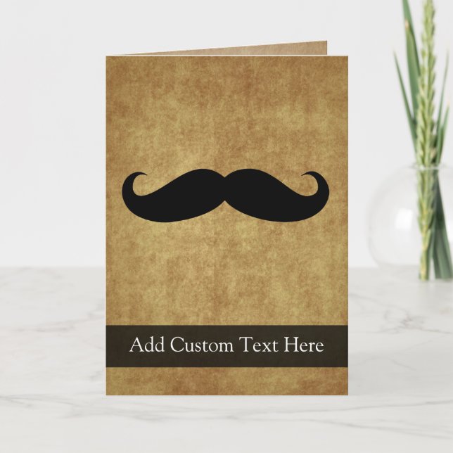 Carte Moustache vintage avec texte personnalisé (Devant)