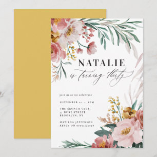 Carte Moustard rose de 30e anniversaire, couleur d'eau d