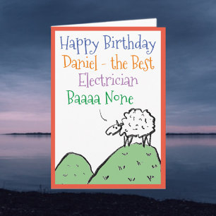Carte Mouton Design Joyeux Électricien d'anniversaire