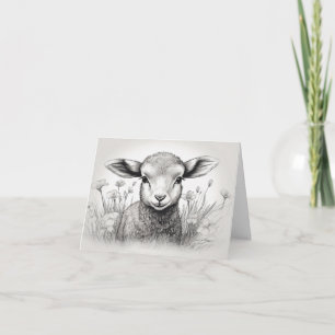 Carte Moutons noirs et blancs dans les fleurs Pâques