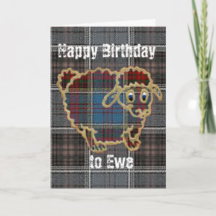 Carte Moutons sur tartan.Joyeux anniversaire