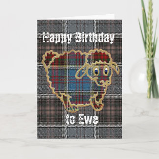 Carte Moutons sur tartan.Joyeux anniversaire