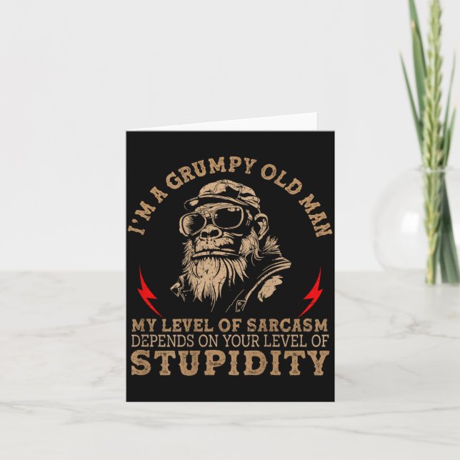 Carte Mpy Old Man - My Level Of Sarcasm Funny Monkey (on (Devant)